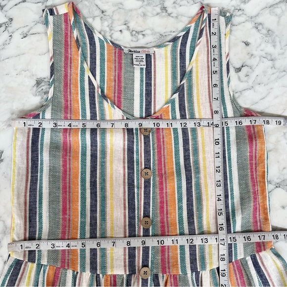 Marissa Olivia linen rayon blend sleeveless striped tiered midi dress small - Picture 5 of 7